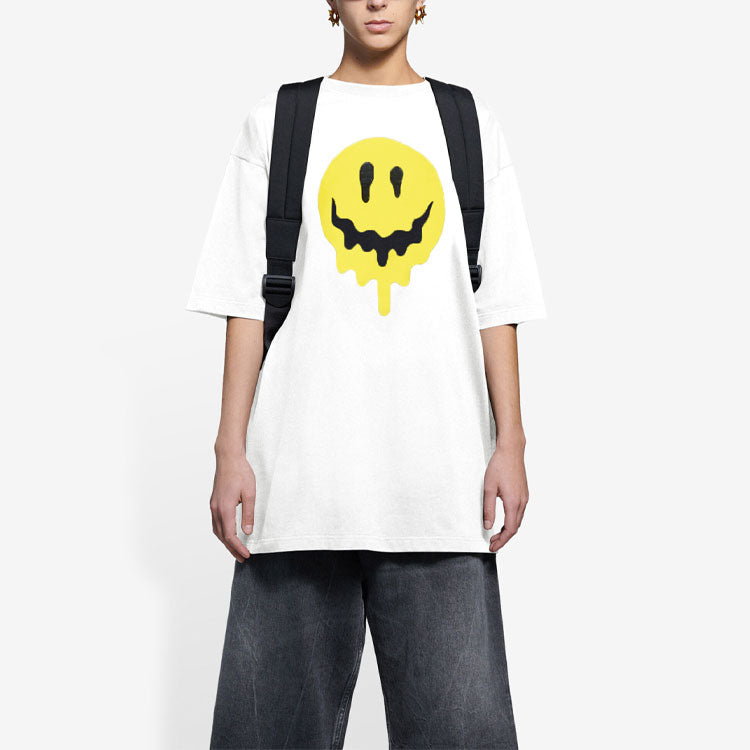 Balenciaga SS21 Smiling Face Printing Loose Short Sleeve White 641655TKVA18639