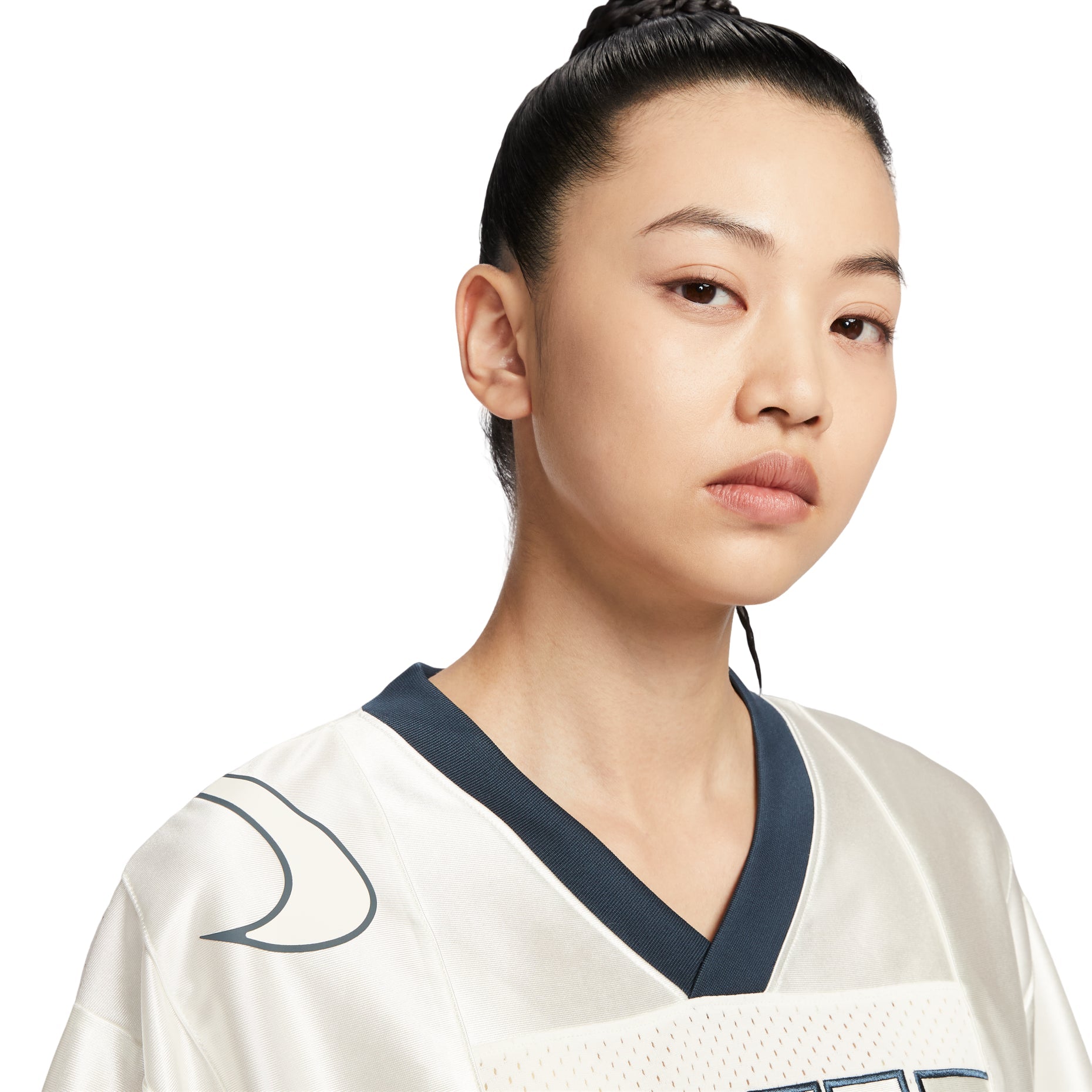 (WMNS) Nike Sportswear Street Oversized Graphic Jersey Top Asia Sizing 'Sail Armoury Navy' HJ0281-133