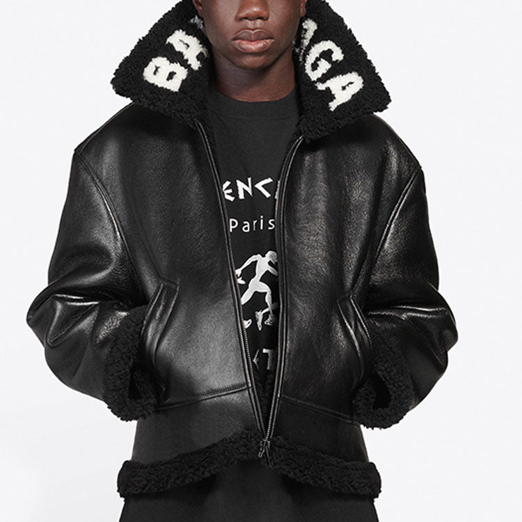 Balenciaga Cocoon Leather Aviator Jacket 'Black' 646456TKS311069