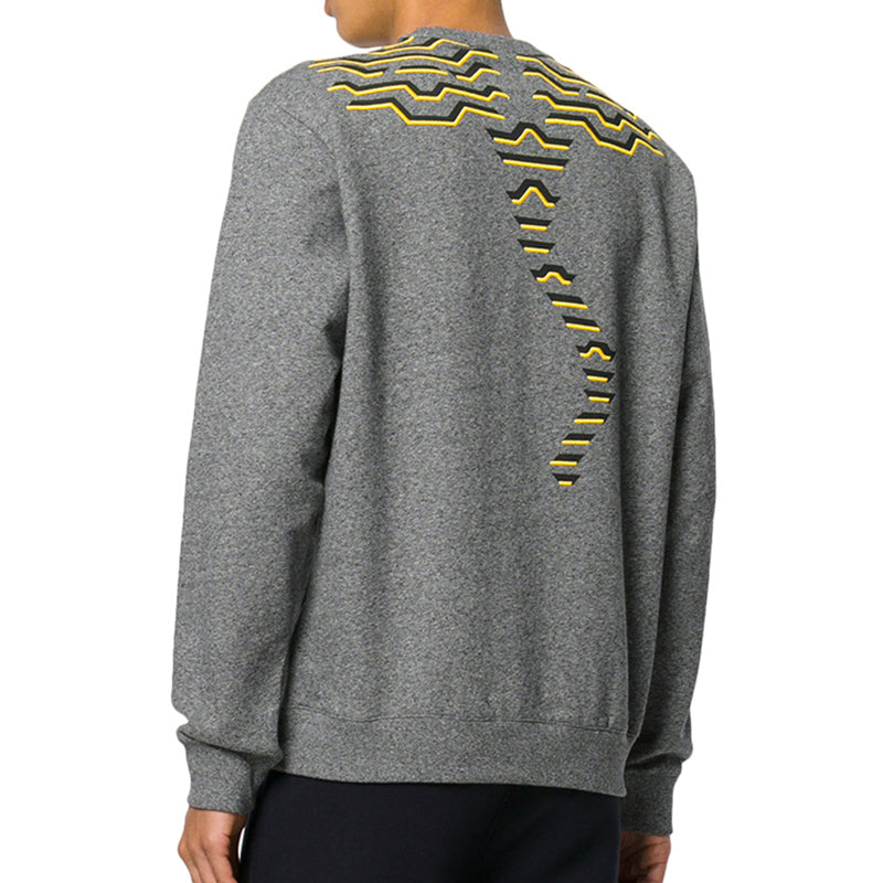 Men's KENZO Tiger Head Embroidered Round Neck Long Sleeves Gray 5SW0764XE-98