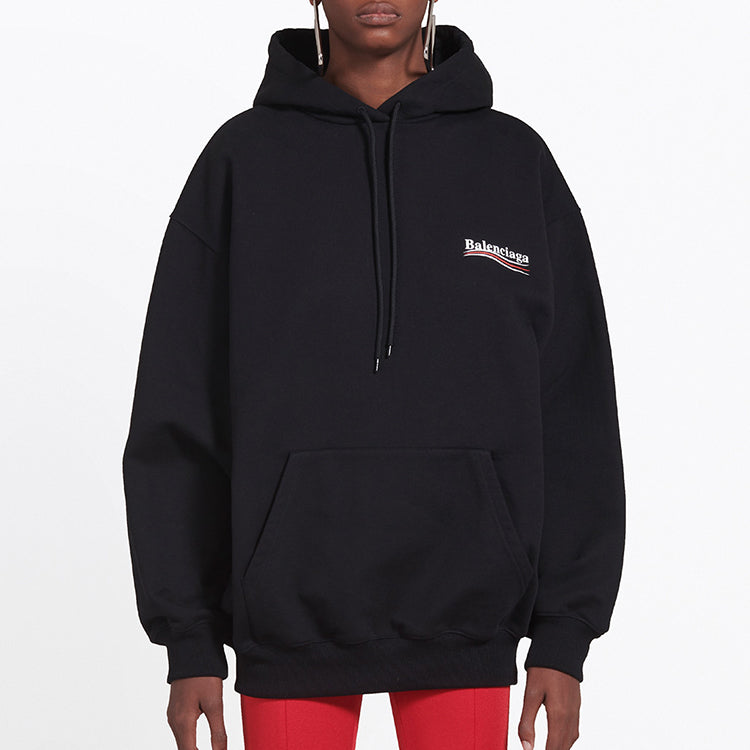 (WMNS) Balenciaga Cola Label Hoodie Black 528350TBV141000
