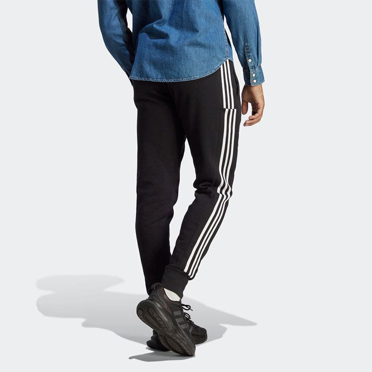 adidas Essentials French Terry Tapered Cuff 3-Stripes Pants 'Black' HA4337