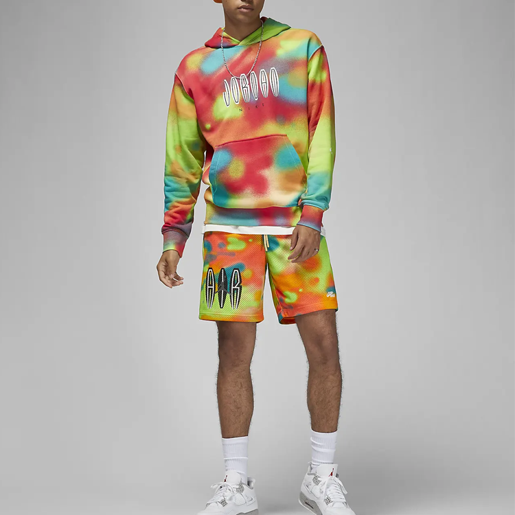 Men's Jordan FW22 Tie Dye Design Logo Printing Hooded Pullover Long Sleeves  Multicolor DV4587-252
