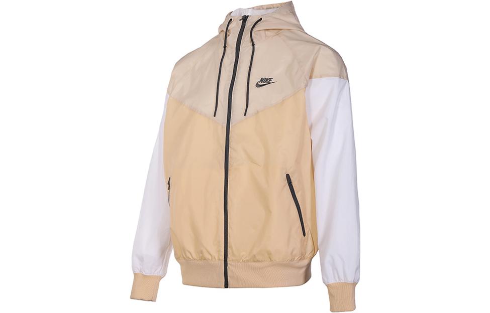 Men's Nike Sportswear Windrunner Sports Training Colorblock Logo hooded Woven Jacket Khaki DA0002-268