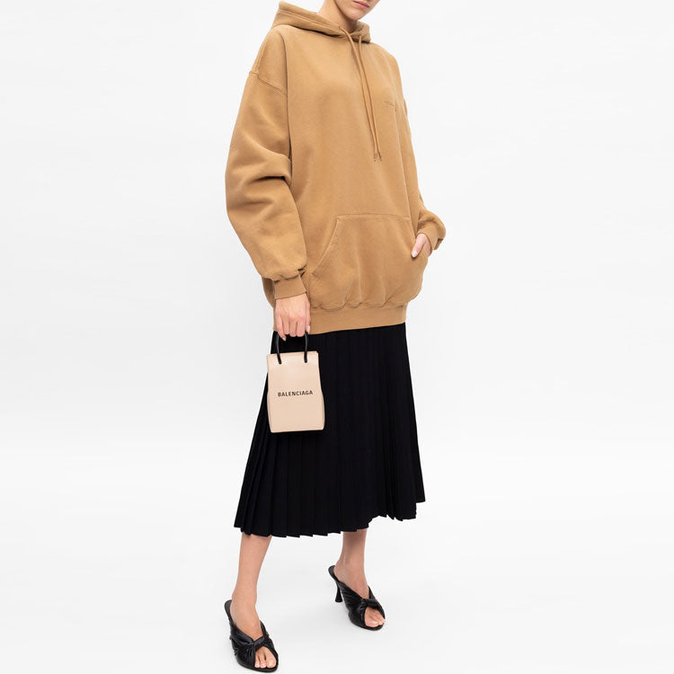 (WMNS) Balenciaga Chest Alphabet Logo Embroidered Hoodie Khaki 578135TJV859504