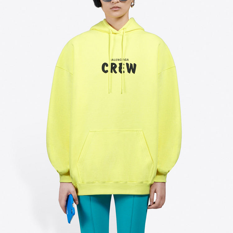 (WMNS) Balenciaga Crew Printing Hoodie Yellow 578135TIV757072