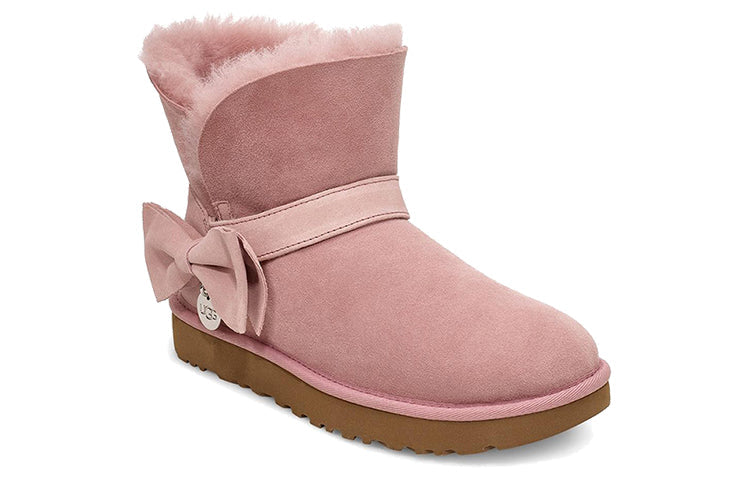 (WMNS) UGG Suede Mini Bow Fur Fleece Lined Pink 1106542-PCRY