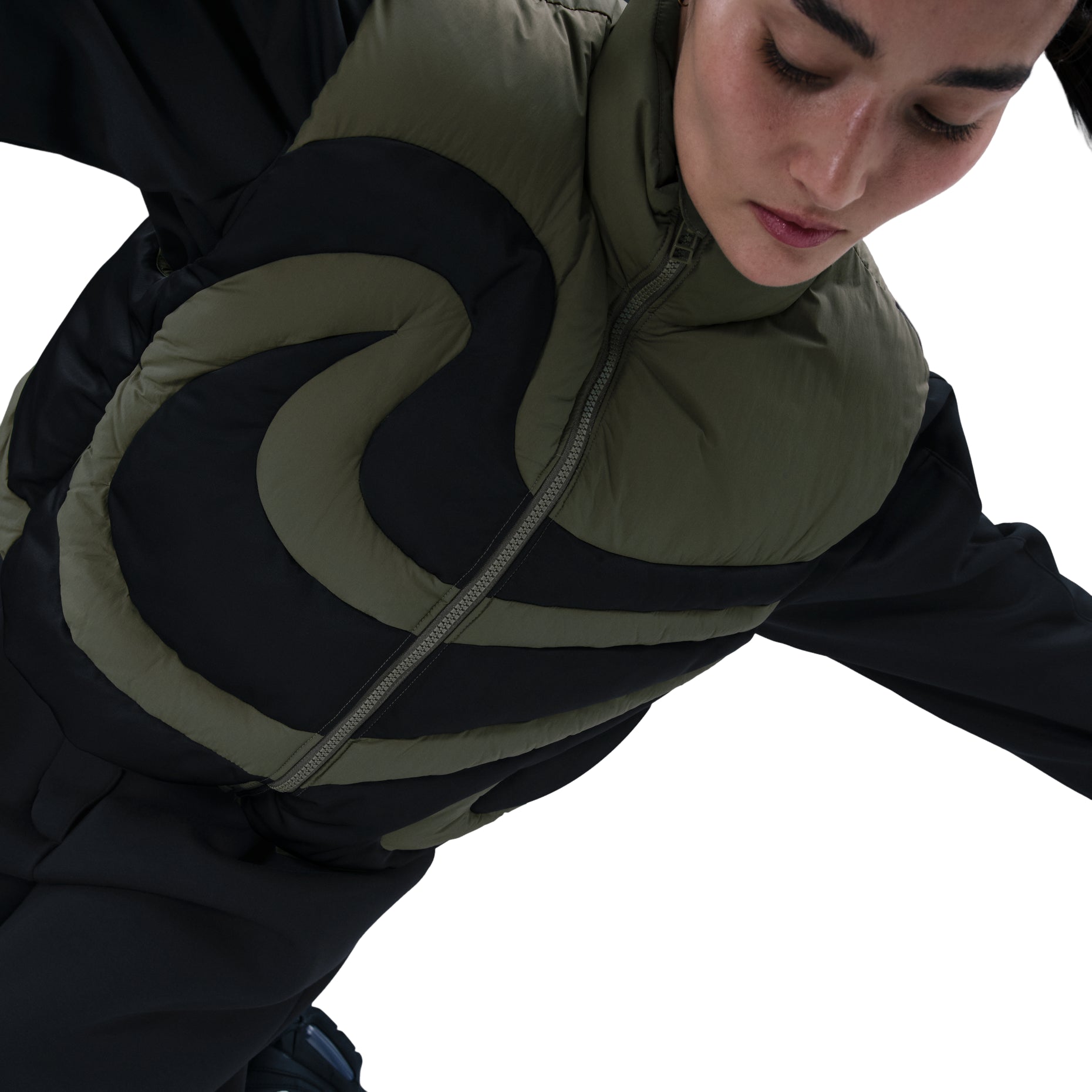 (WMNS) Nike Swoosh Series Oversized Down Vest 'Medium Olive Black' IH3981-222