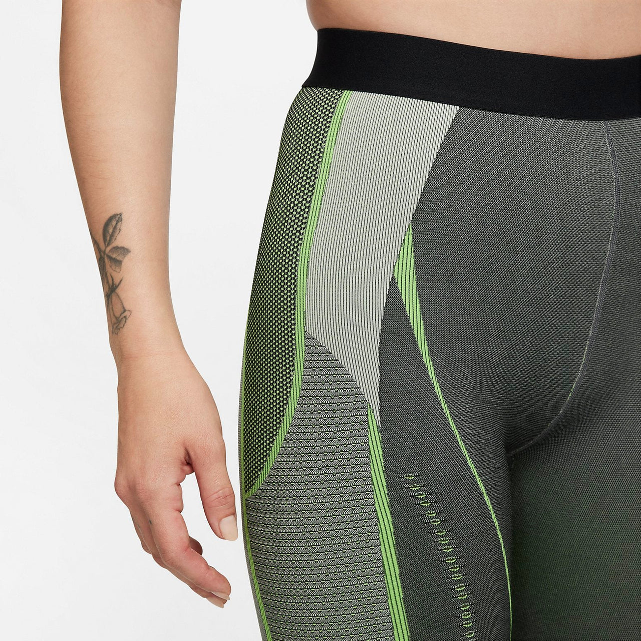 (WMNS) Nike Pro Leggings 'Off-Noir Light Smoke Grey Iron Grey Action Green' DV4015-045