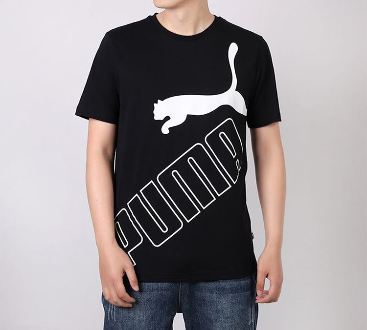 PUMA Big Logo Printed Short Sleeve TEE Black 586464-01