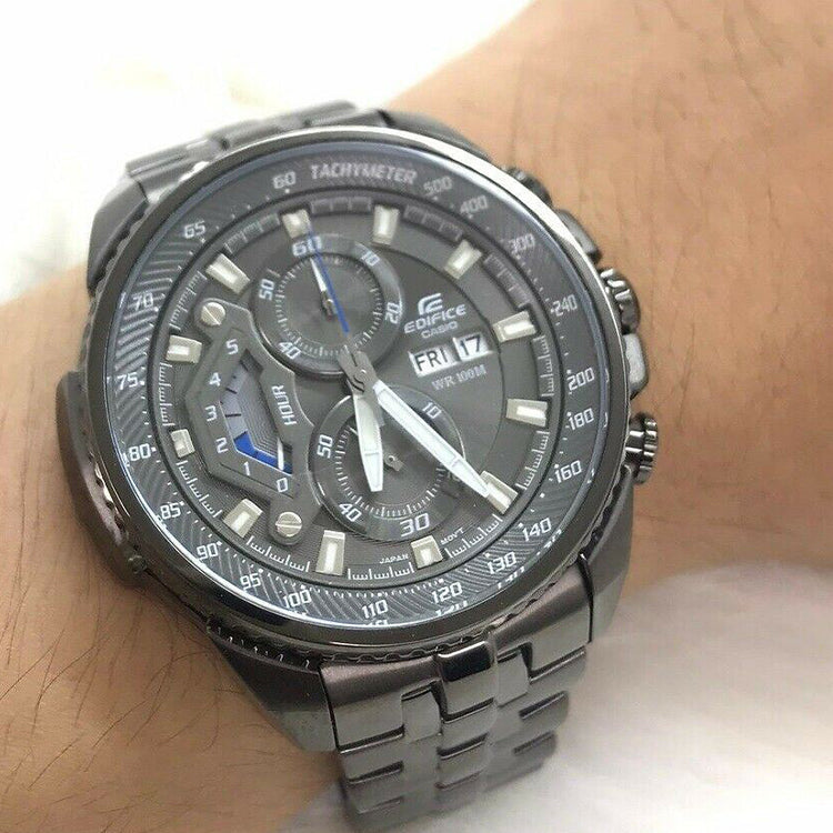 CASIO Edifice Series Stainless Steel Waterproof Men s Stainless Steel Strap Mens Black Analog EF-558DC-1A