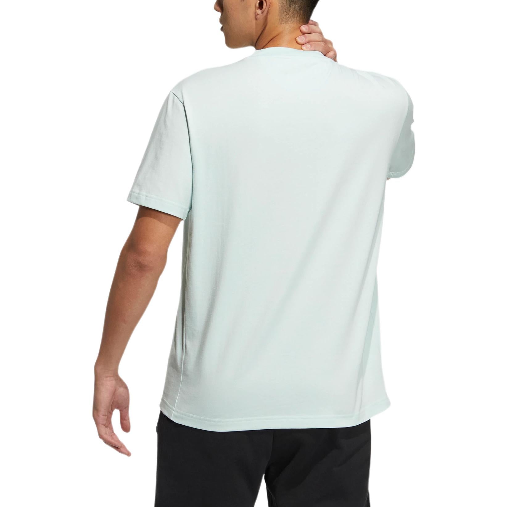 adidas neo Solid Color Round Neck Sports Short Sleeve Dotted Green T-Shirt HS6814