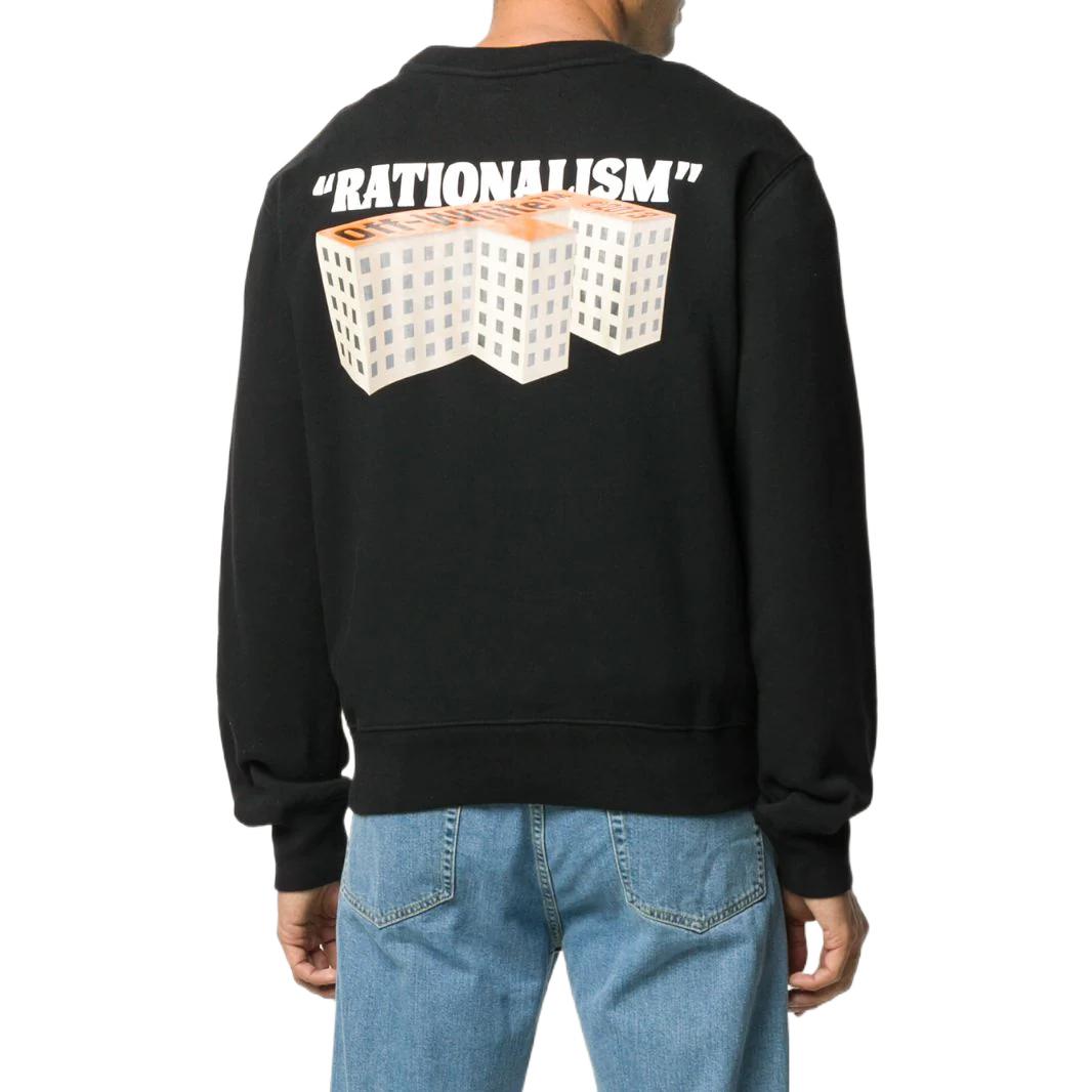 Men's Off-White SS22 Round Neck Pattern Alphabet Printing Pullover Long Sleeves Version Black OMBA025R20E300071088