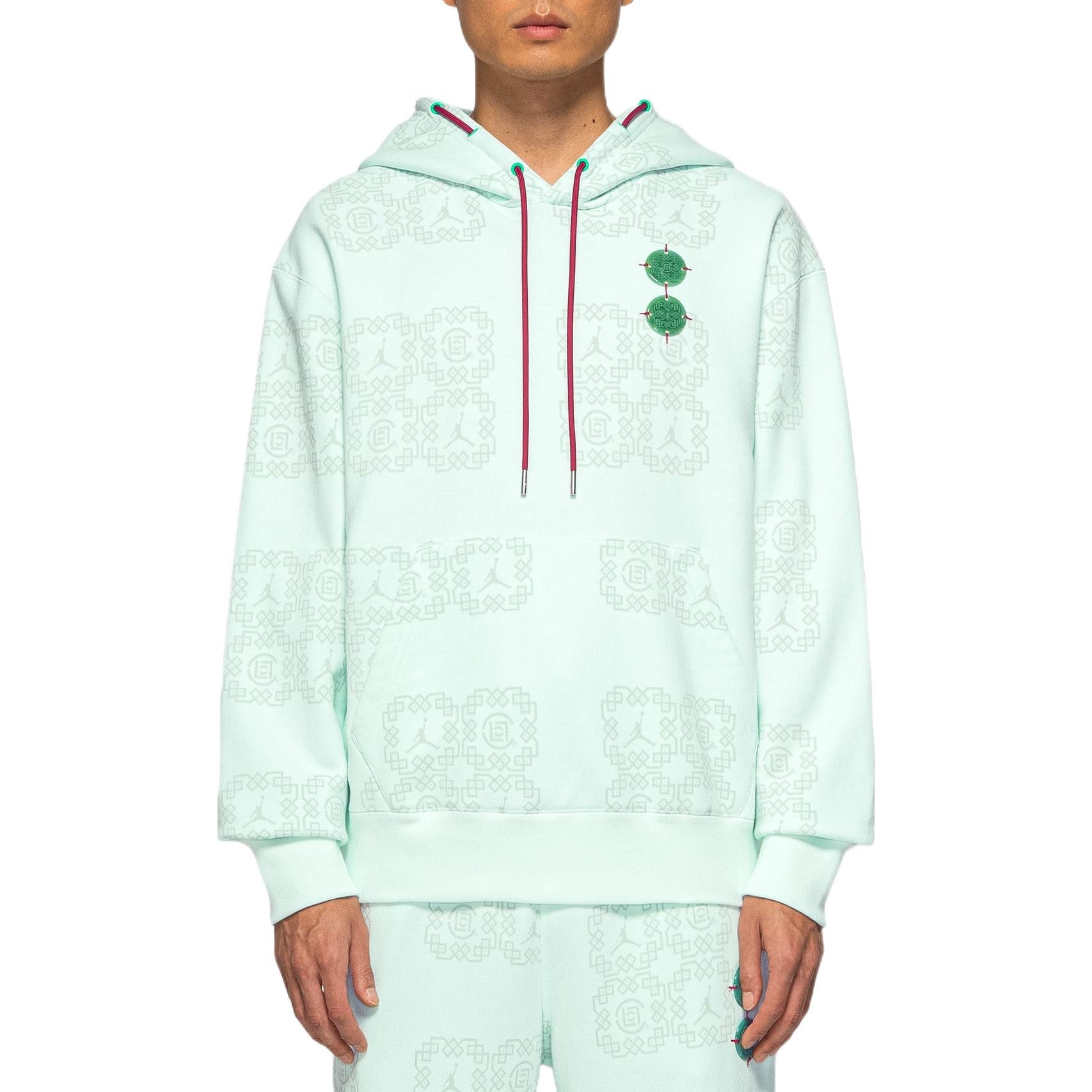 Men's Air Jordan x CLOT Crossover China Logo Full Print Pullover Asia Edition Autumn Green DO0008-394