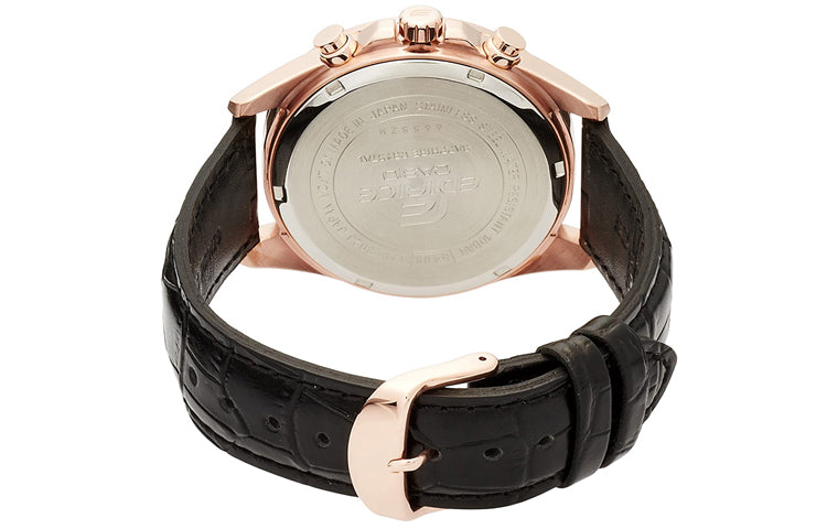 Men's CASIO EDIFICE Series Rose Gold Strap Casual Watch EFB-302JGL-1A Mens Black Analog EFB-302JGL-1A2021