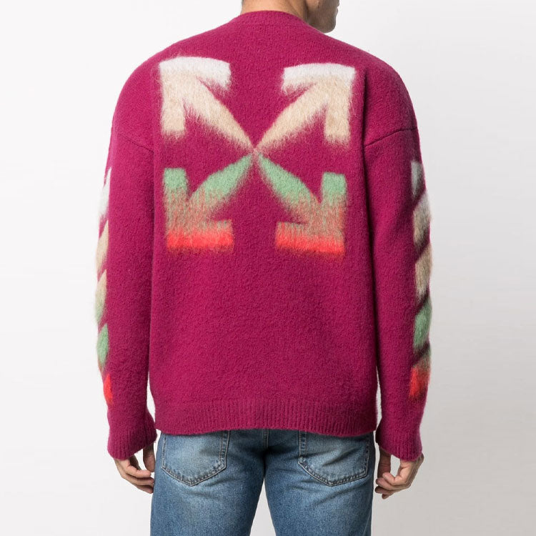 Men's Off-White SS21 Printing Pattern Knit Red OMHA036R21KNI0013484