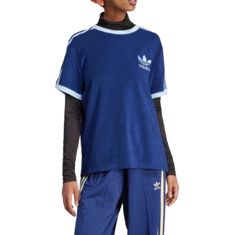 (WMNS) adidas Originals Terry 3-Stripes T-shirt Asia Sizing 'Dark Blue' IR7465