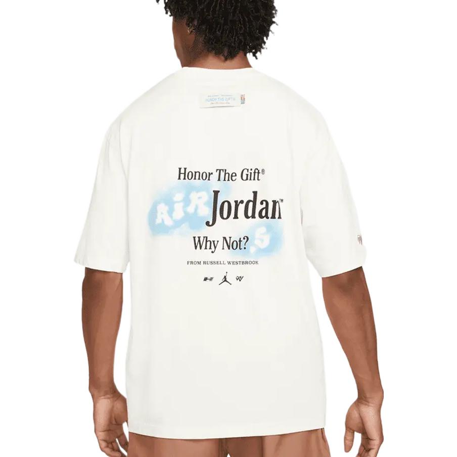 Men's Air Jordan x HTG Crossover Cartoon Printing Round Neck Short Sleeve Us Edition Light Ivory T-Shirt DJ7977-110