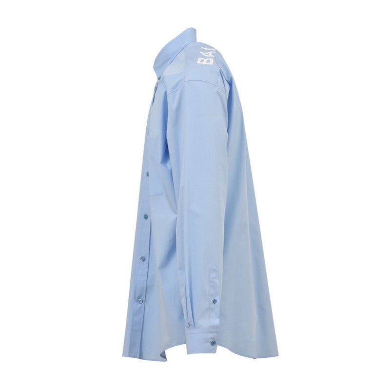 Balenciaga Back Logo Cotton Poplin Shirt 'Light Blue' 508465TWB044850