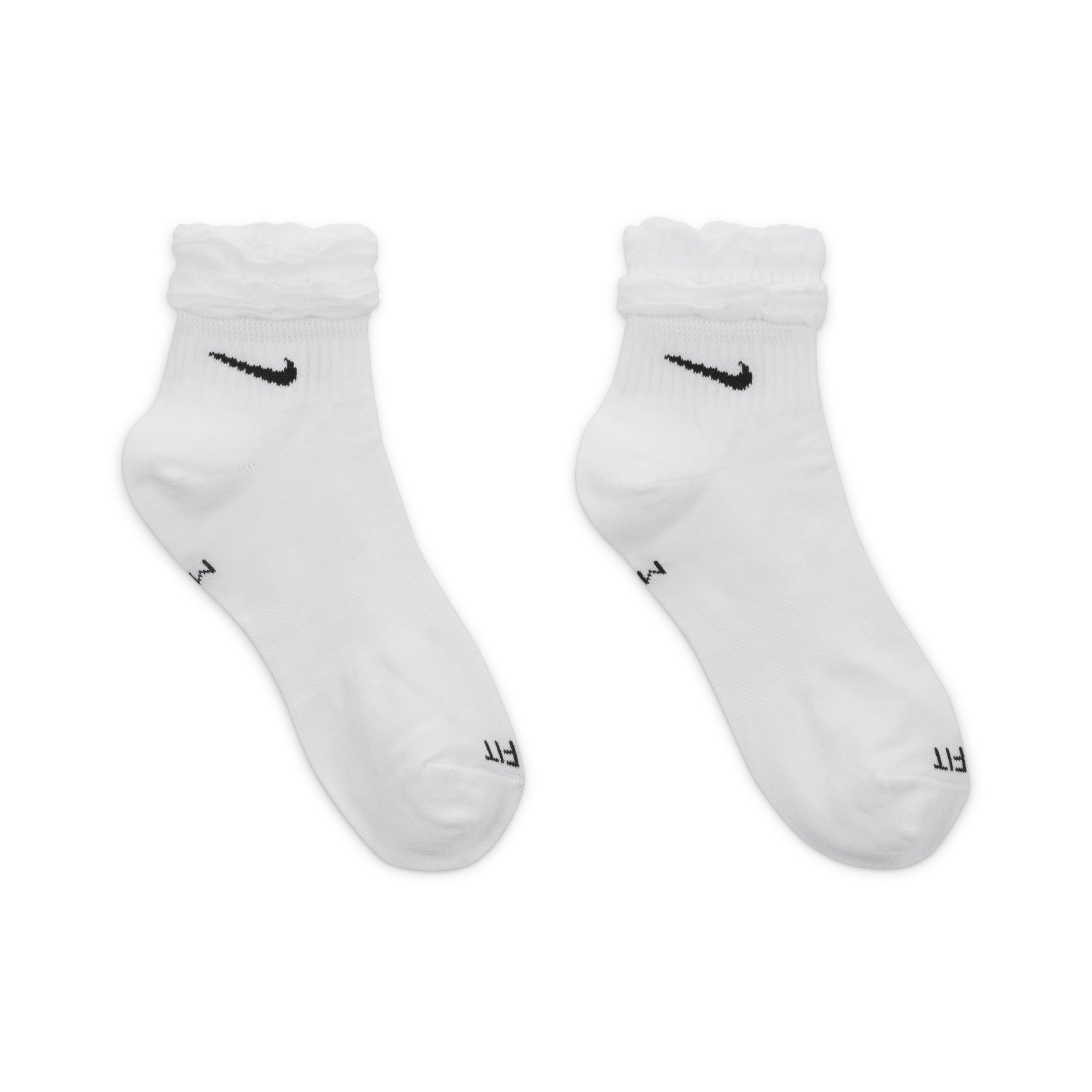 Nike Solid Color Logo Quick Dry Athleisure Casual Sports Knit Socks Unisex 2 Pairs White DH5485-100