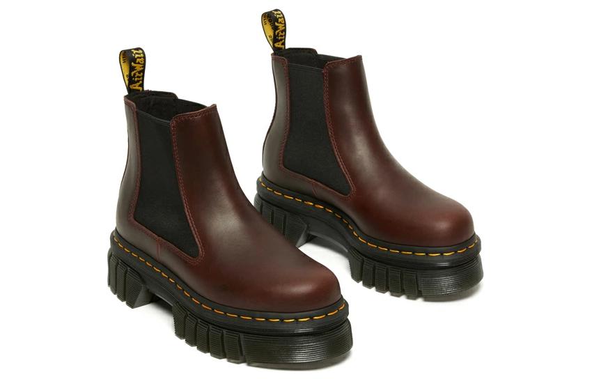 (WMNS) Dr. Martens Audrick Brando Leather Platform Chelsea Boots 'Brown' 27820211