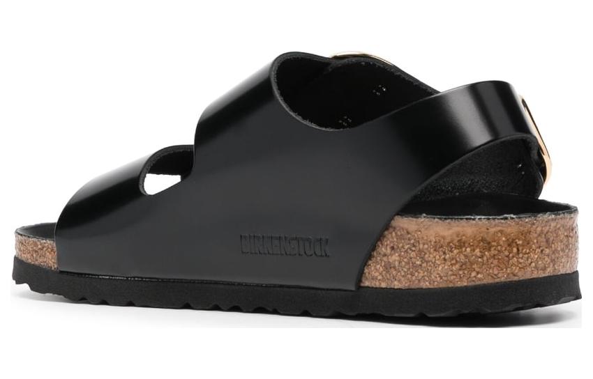 Birkenstock Milano Big Buckle Natural Leather Narrow Fit Sandals 'Patent High Shine Black' 1024211