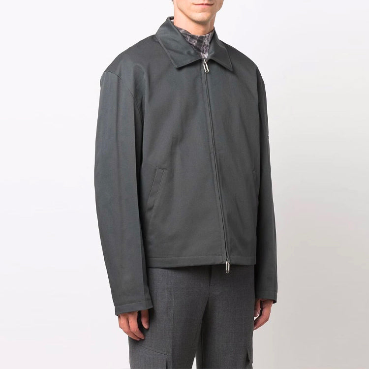 Off-White FW21 Zipper Solid Color lapel Jacket Version Gray OMEA296F21FAB00107000700