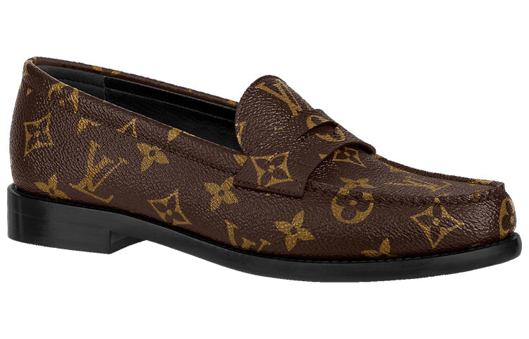 (WMNS) LOUIS VUITTON Monogram Leather Logo Loafers 'Brown' 1A8VKZ
