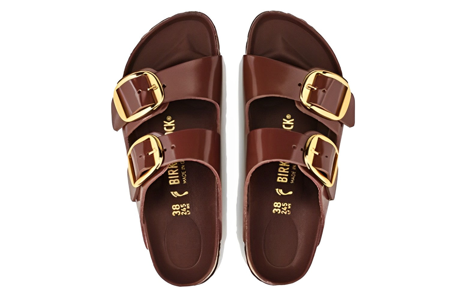 (WMNS) Birkenstock Arizona Big Buckle Natural Leather Patent 'Clay Dark brown' 1021388