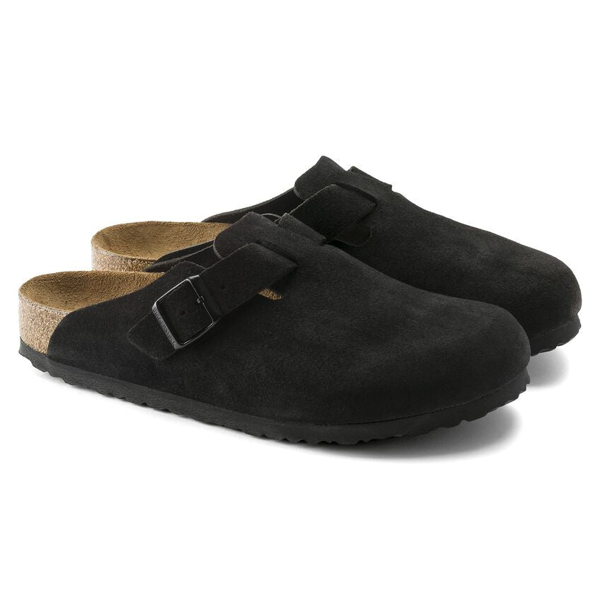 BirkenstockBoston Soft Footbed Suede Leather Narrow Fit Sandals 'Black' 0660473