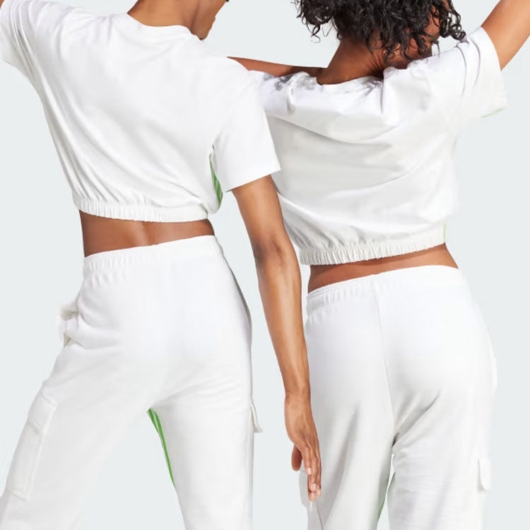 (WMNS) adidas Dance 3-Stripes Crop Tee 'White Green' IM4977