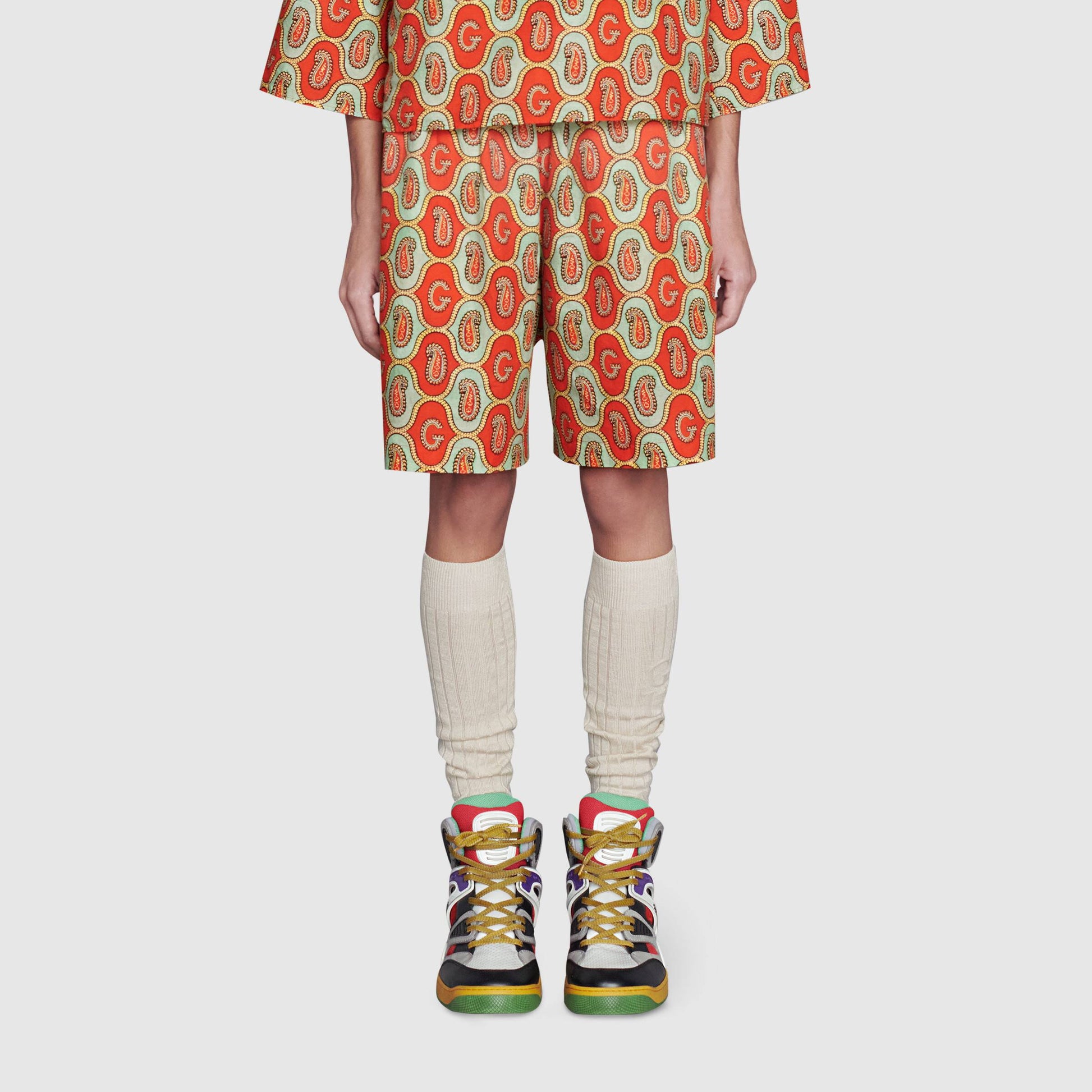 Gucci Cotton Linen G Paisley Shorts 'Orange' 654233-ZAGUV-7192