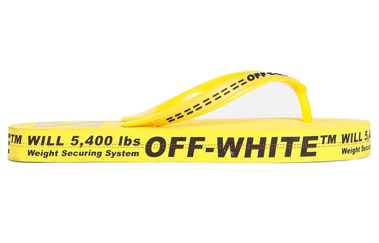 Off-White Logo Typographic Flip Flop Fashion Yellow Slippers OMIA131R20D270016000