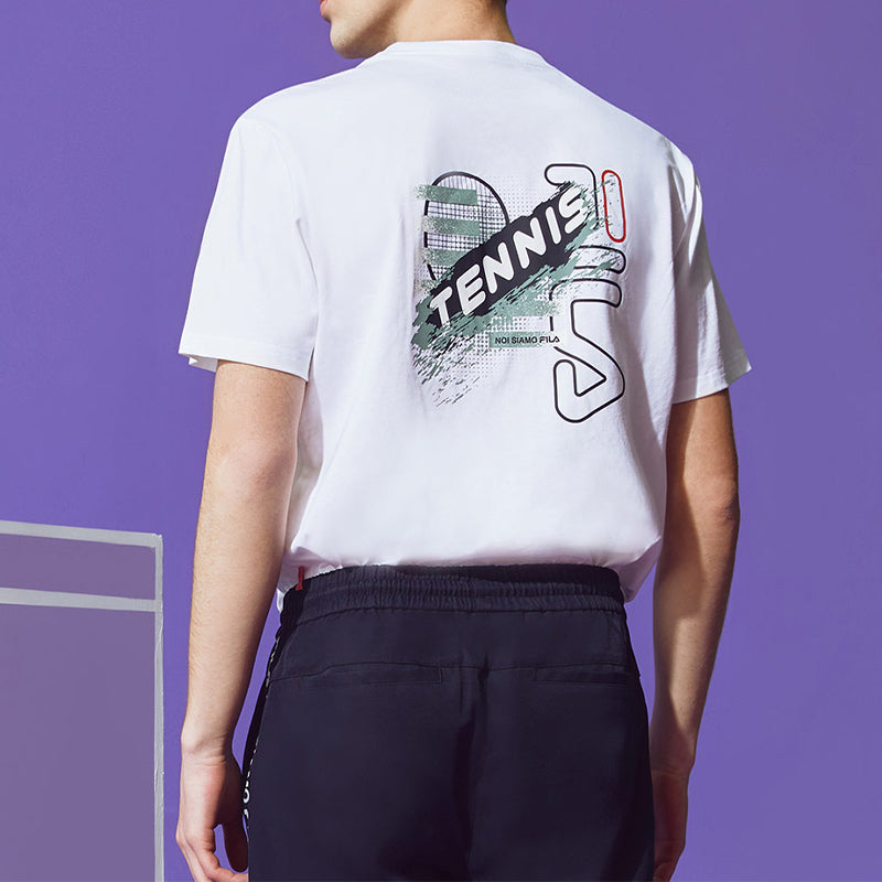 FILA FUSION Alphabet Printing Round Neck Sports Short Sleeve White T11M021110F-WT