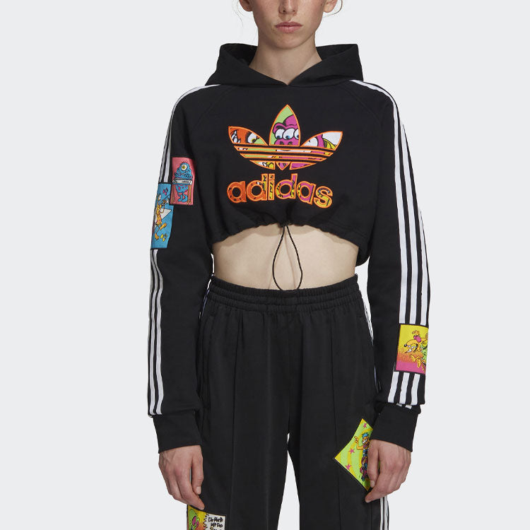 (WMNS) adidas Originals x Jeremy Scott Cropped Hoodie 'Black Red' H53361