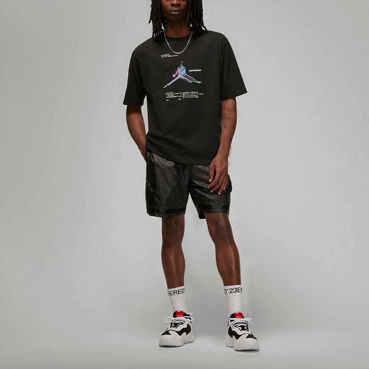 Air Jordan 23 Engineered Casual Breathable Large Logo Printing Round Neck Short Sleeve Black DO8895-010