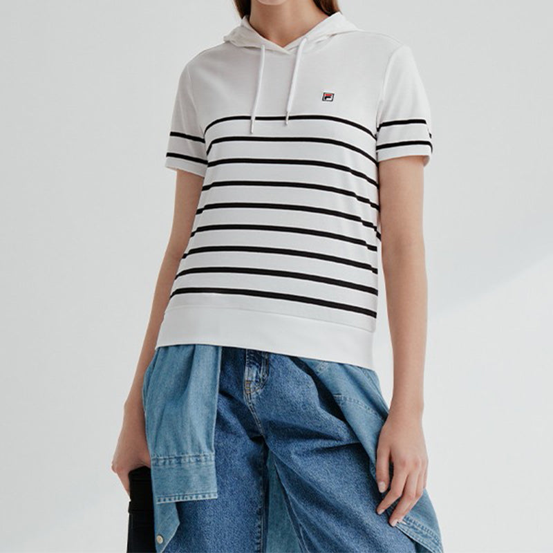 (WMNS) FILA Short Sleeve T-Shirt Hoodie White F11W028170F-WT