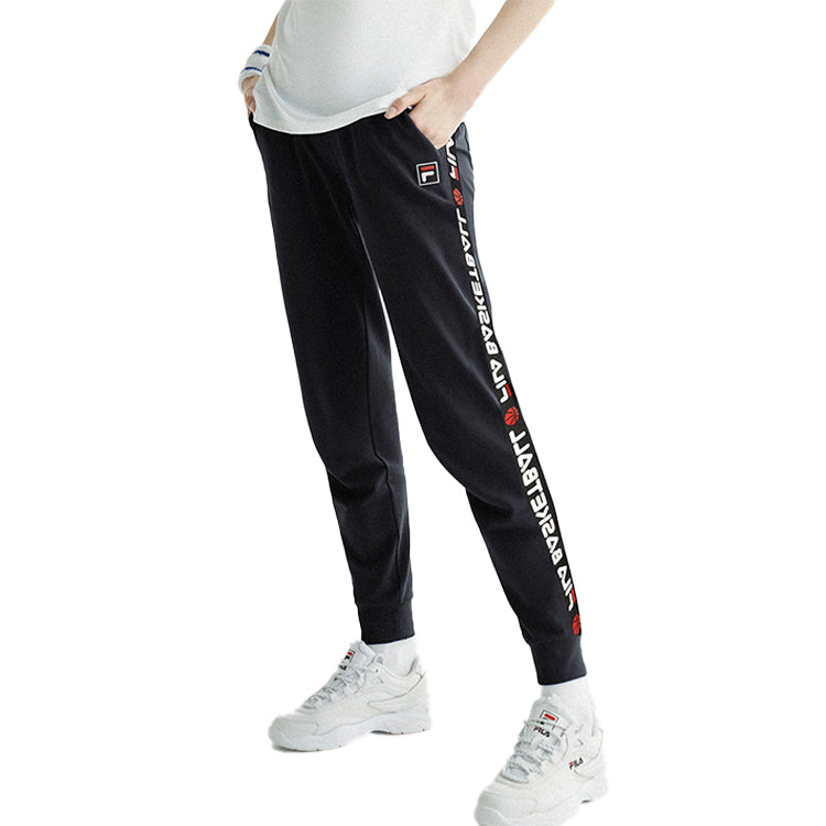 (WMNS) FILA FUSION Logo Printing Knit Drawstring Sports Pants Black T11W022604F-BK