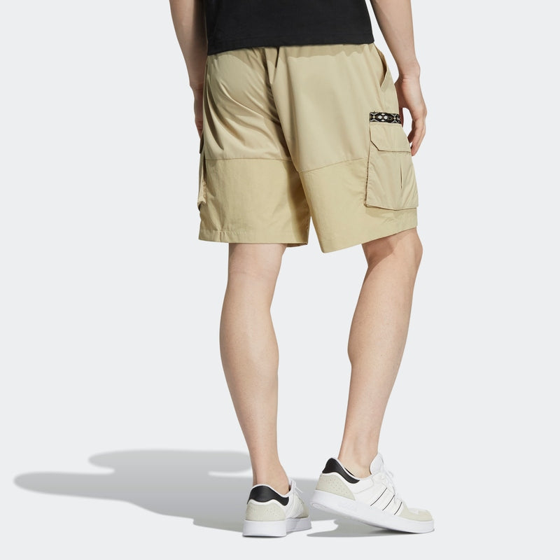 Men's adidas neo Athleisure Casual Sports Solid Color Woven Cargo Pocket Shorts Khaki HC9743