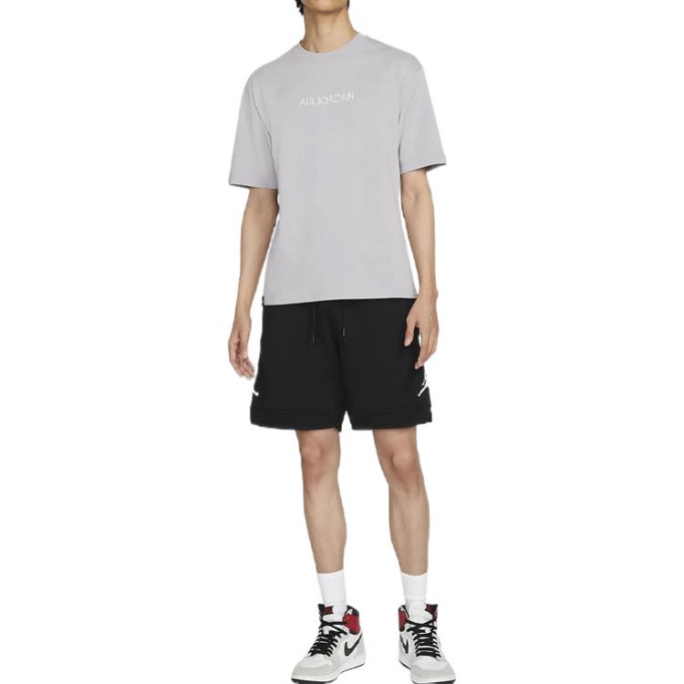 Men's Air Jordan Casual Solid Color Printing Round Neck Pullover Short Sleeve Light Iron Grey T-Shirt DO6100-054
