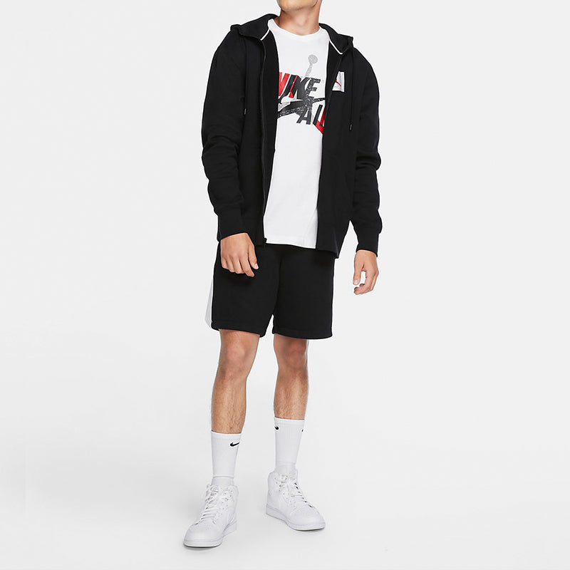 Air Jordan Flight Fleece Cardigan hooded Casual Sports Jacket Black CV6145-010