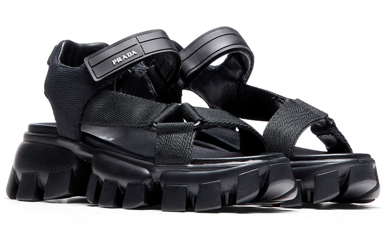 (WMNS) PRADA Sporty Woven Nylon Tape Sandals 'Black' 1X037M_3L74_F0002_F_050