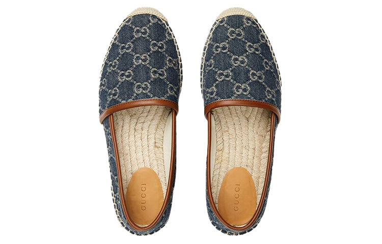 (WMNS) Gucci Denim Series Breathable Wear-Resistant Double g Jacquard Flat Shoes Blue 580877-2KQ50-4462