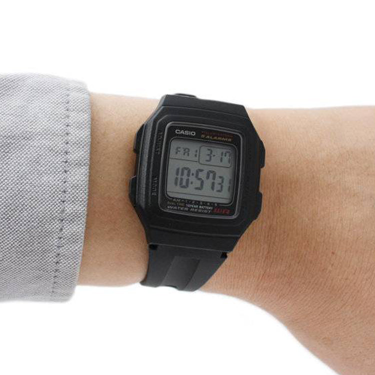 CASIO Sports Quartz Waterproof Unisex Mens Black Digital F-201WA-1A