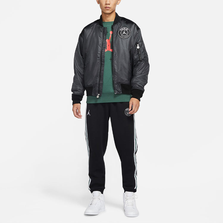 Men's Air Jordan Paris Saint-Germain MA-1 Casual Sports Alphabet Solid Color Padded Clothes Black DB6493-010