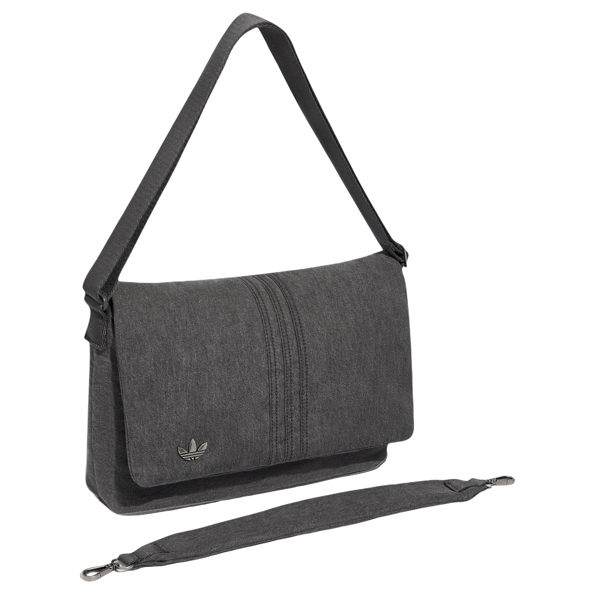 adidas Originals Embossed Trefoil Logo Shoulder Bag 'Charcoal Grey' LD6377