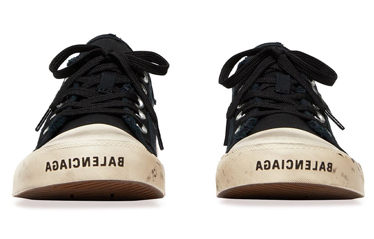 (WMNS) Balenciaga Paris Low Top Graffiti Sneakers 'Black and White Destroyed Cotton' 688757W3RR51099