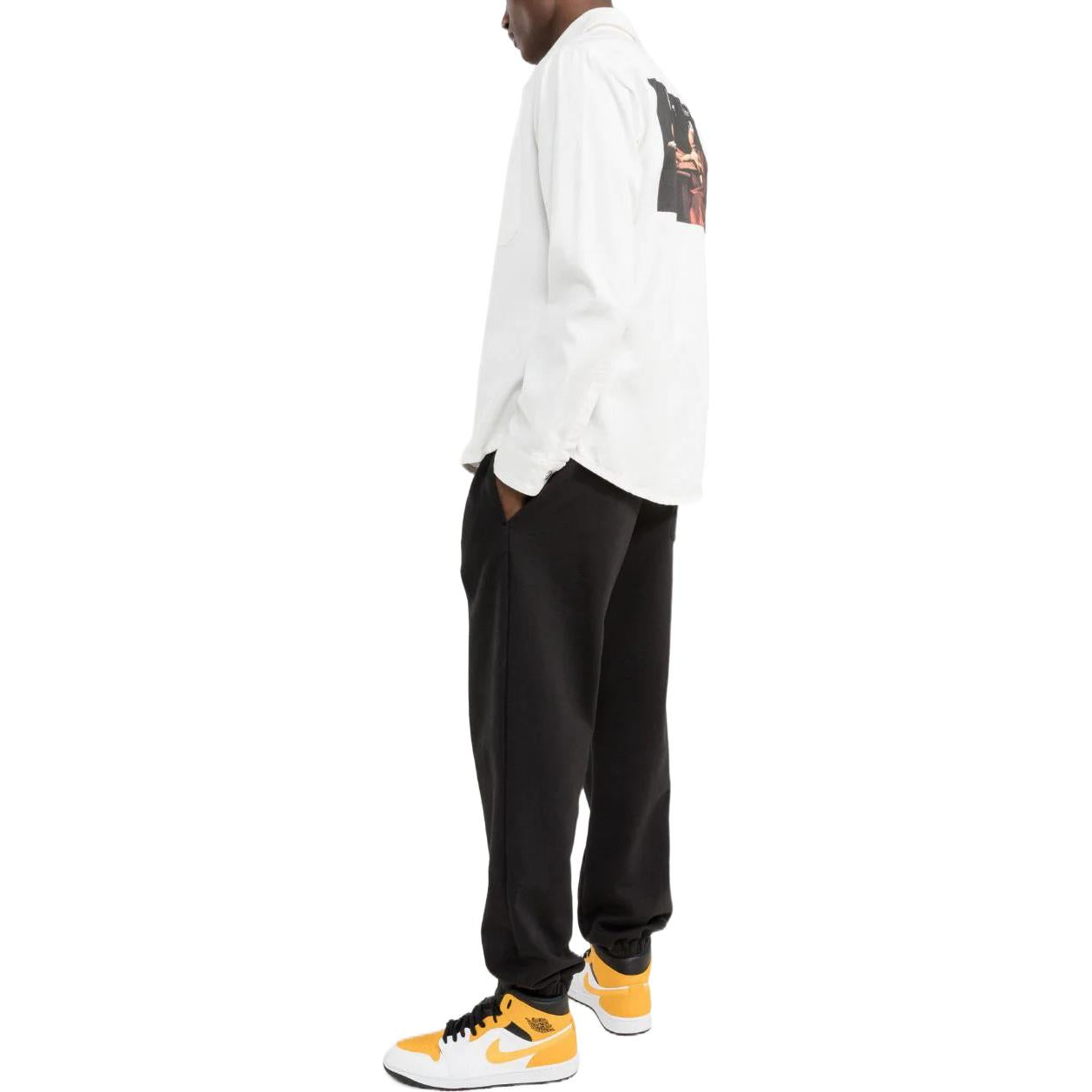 Men's Off-White FW22 Back Pattern Printing Single Breasted Denim Loose Fit White Shirt OMYD027C99DEN0010110