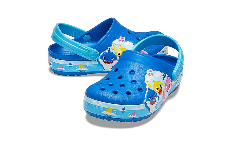 (PS) Crocs Funny Shark Small Crocs Outdoor Flat Heel Beach Sports Blue Sandals 206704-4JL