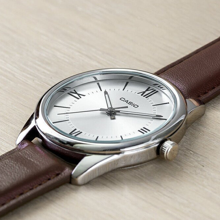 CASIO DRESS Series Vintage Businesses Men's Mens Silver Analog MTP-V005L-7B5